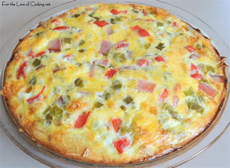 Canadian Bacon Green Chile And Cheddar Quiche With A Shredded Potato