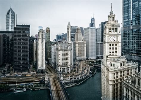 768497 Illinois Usa Skyscrapers Bridges Houses Chicago City