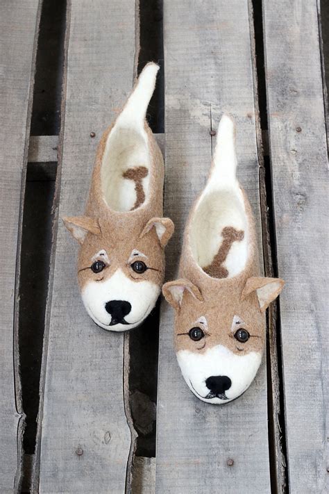 Premium Welsh Corgi Dog Slippers Handmade Wool Shoes Toy Etsy