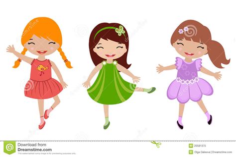 Three Cute Little Girls Dancing Royalty Free Stock Photo