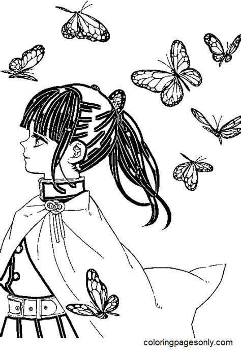 Kanao Tsuyuri From Demon Slayer Coloring Page Anime Coloring Pages