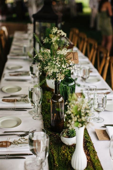 Picture Of A Woodland Wedding Tablescape With A Moss