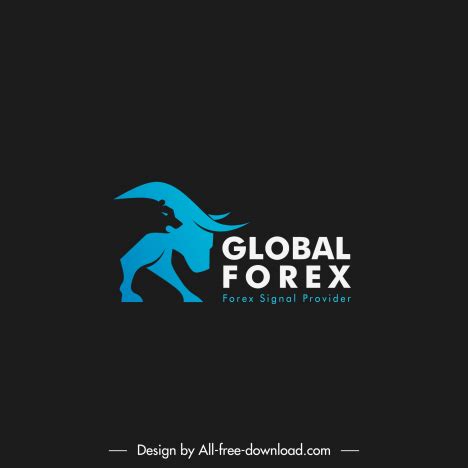 Global Forex Logo Template Flat Dark Contrast Silhouette Bear Bull Sketch Vectors Stock In