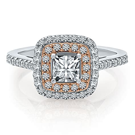 Square Engagement Ring With A Pop Of Color Square Diamond Wedding Rings