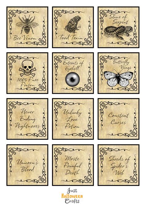 Free Halloween Potion Bottle Labels To Print Halloween Bottle Labels