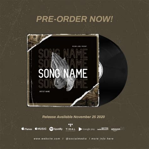 New Single New Album Release Pre Order Now Template Postermywall