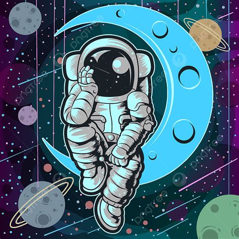 Color Full Vector Hd Images Astronaut Full Color Set Galaxy Clipart