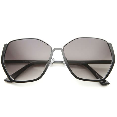 Womens Semi Rimless Hexagonal Geometric Oversize Sunglasses 59mm Sunglasses Oversized