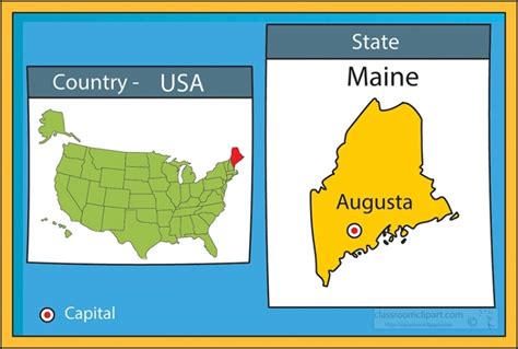 Us State Maps Clipart Augusta Maine State Us Map With Capital