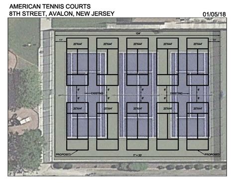 Pickleball court dimensions (including net height) vs tennis court. Avalon to Provide 10 Outdoor Pickleball Courts in 2018 ...