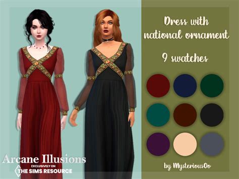 The Sims Resource Arcane Illusions Dress With National Ornament