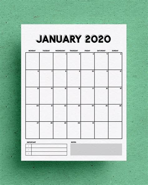Print Free Vertical Calendar Month Calendar Printable