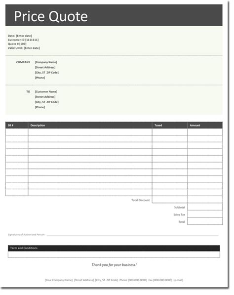Free Business Quote Forms Ethel Hernandezs Templates