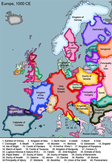 Mapa Europy W 1000 Roku