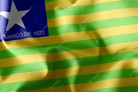 A Bandeira De Ilustração 3d Do Piauí é Um Estado Do Brasil Acenando No