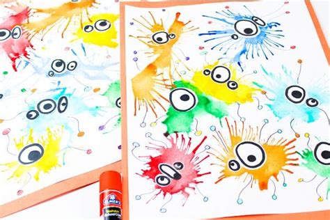 Fun Germ Blow Painting Art With Straws Kids Art Projects Preschool