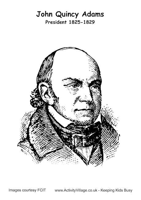 Presidents in order, chronological and numerical. John Quincy Adams Colouring Page