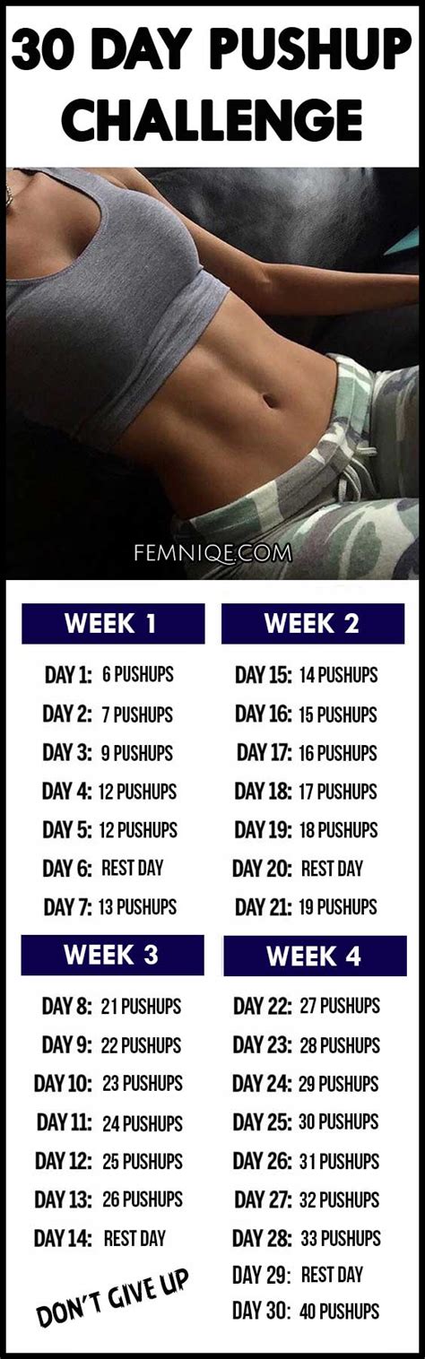 Download these free images and wallpapers of pushup challenge for beginners and do exercise accordingly. 30 Day Push-Up Challenge For Beginners - Femniqe