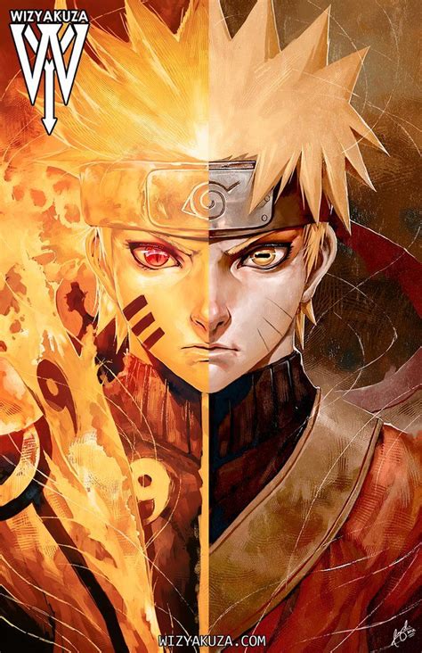 9 Tails Sage Mode Split Naruto Vs Sasuke Fan Art Naruto Naruto