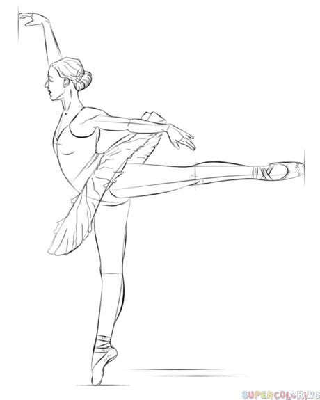 How To Draw A Ballerina Step By Step Drawing Tutorials Dancing