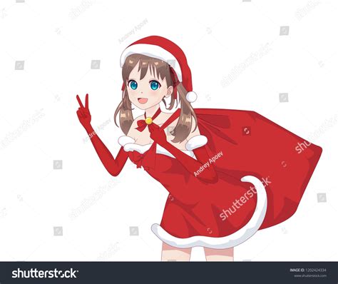 Anime Manga Girl Dressed Santa Claus Stock Vector Royalty Free