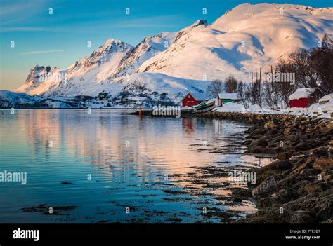 Snowy Winter Landscape In Kaldfjord Kvaløya Norway Stock Photo Alamy