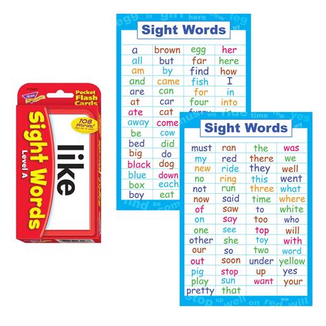 Buy Sight Words Flash Cards And Poster Set Pre K And Kindergarten