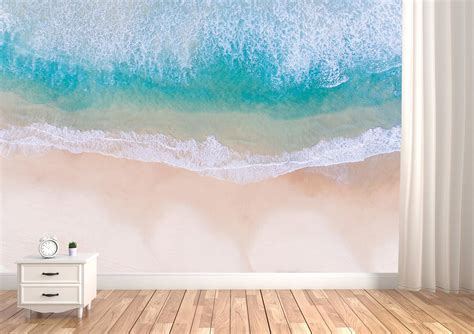 Printable Peelandstick Vinyl Wallpaper Beach Waves Mural Sea Etsy