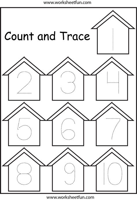 Tracing Numbers Worksheets 1 10