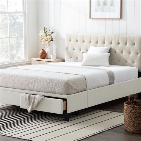 Brookside Anna Cream King Upholstered Platform Bed With Storage In The
