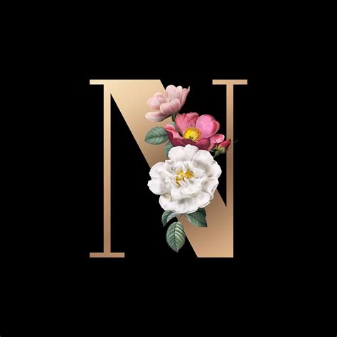 Classic And Elegant Floral Alphabet Font Letter N Premium Image By