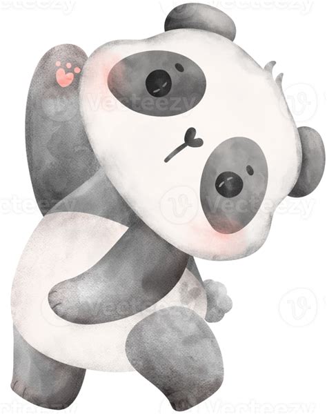 Baby Panda Standing Watercolor Nursery Art 36460561 Png