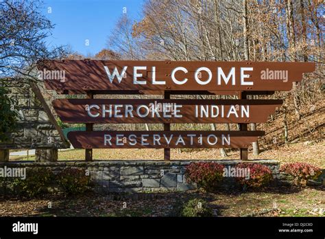 Welcome Sign To The Cherokee Indian Reservation Cherokee North