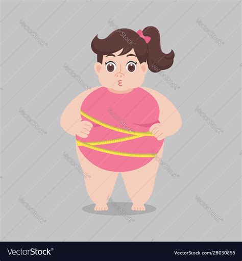 Big Fat Woman Worry Wearing Pink Bikini Tape Vector Image