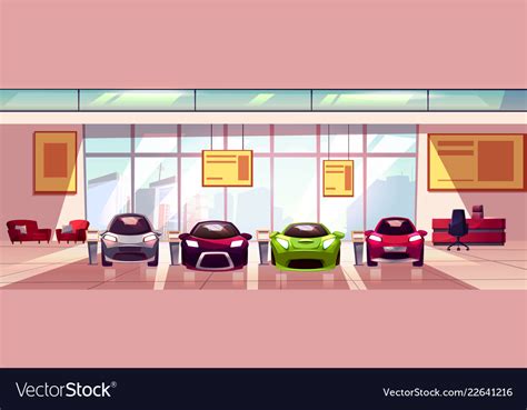 Car Showroom Background Auto Dealership Royalty Free Vector