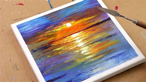 Beginner Ocean Sunset Painting Acrylic Painting Tutorial Ocean