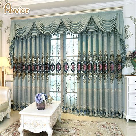 European Curtain Chenille Soft Fabric Luxury Embroidered Window