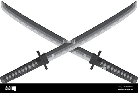 Crossed Katanas Japanese Swords Small Swords Illustration Samurai