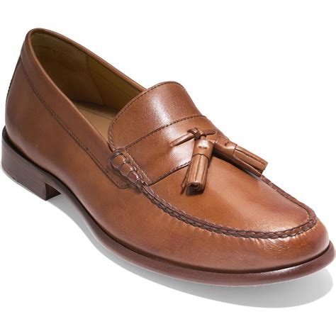 Cole Haan Mens Pinch Brown Leather Tassel Loafers Shoes 95 Wide E