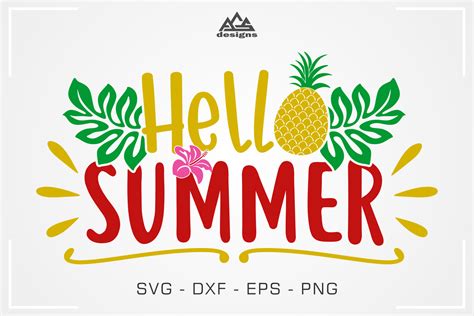 Hello Summer Pineapple Svg Design By Agsdesign Thehungryjpeg