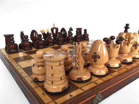 Large Vintage Kings Chess Set Handmade Hand Carved Etsy Chess Set