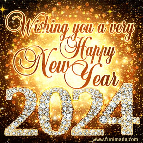 New Sparkly Gold Glitter GIF Wishing You A Very Happy New Year 2024