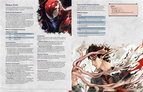 To resources like the player's handbook, xanathar's guide to everything or expansion and online material like the ones from roll20 or the dnd 5e wikidot website. Barbarian Subclass: Path of the Symbiote, a subclass ...