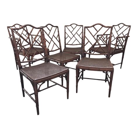 Set of eight faux bamboo dining chairs at 1stdibs. Chinese Chippendale Faux Bamboo and Cane Dining Chairs ...