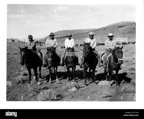 Five Cowboys On Horseback Ca 1938 1947 Stock Photo Alamy