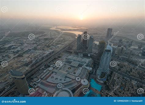 Sunrise View From The Burj Khalifa Tower Dubai Editorial Stock Image