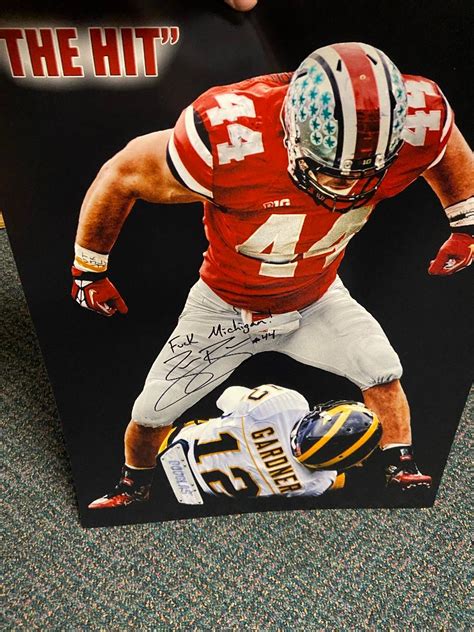 Zach Boren Signed 16x20 Photo With F Michigan Playball Ink