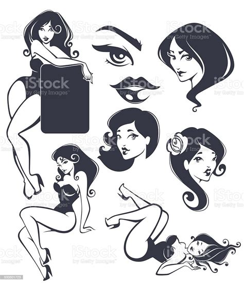 Vector Collection Of Pinup Girls And Faces Stock Vector Art And More