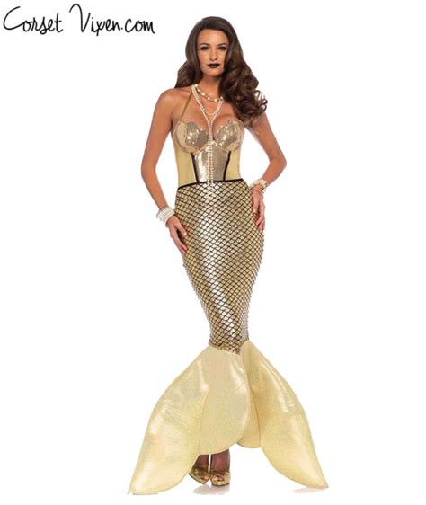 Gold Glimmer Mermaid Costume Adult Halloween Costumes