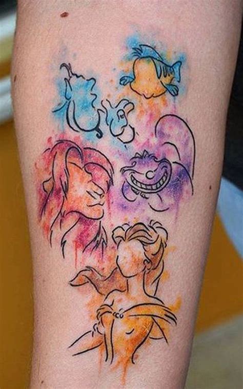 Watercolor Disney Character Arm Sleeve Tattoo Ideas For Women Lion